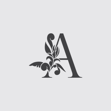 Monogram Harf A Lüks Logo Simgesi, Vintage Deco A Harf Siyah Renk Tasarımı