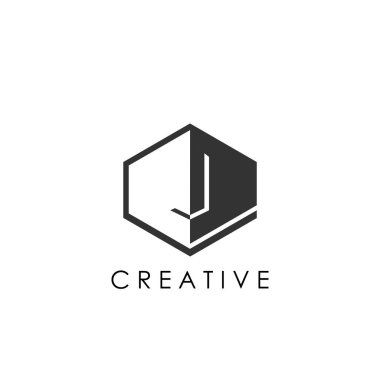 Apartman Gayrimenkul, Mimarlık, Mimarlık ve Mimarlık İşletmeleri için negatif uzay mektubuyla J Minimum Geometrik Harfi İlk Logo Kavramı.