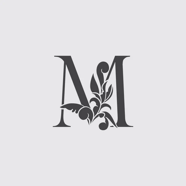 字母M豪华标志图标 复古装饰M字母黑色色彩设计 — 图库矢量图片