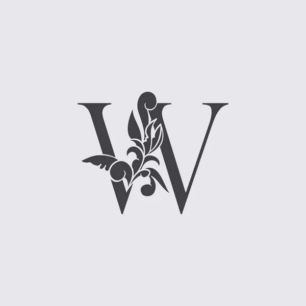 字母W豪华标志图标 复古装饰W字母黑色色彩设计 — 图库矢量图片