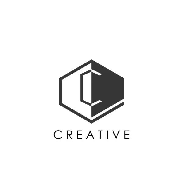 Minimal Geometrisk Bokstav Initial Logo Concept Hexagon Med Negativ Utrymme — Stock vektor