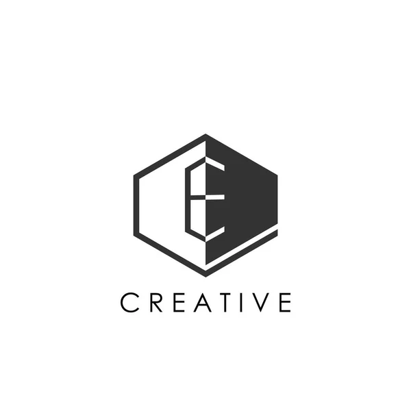 Minimal Geometric Letter Concept Initial Logo Hexagone Avec Lettre Espace — Image vectorielle
