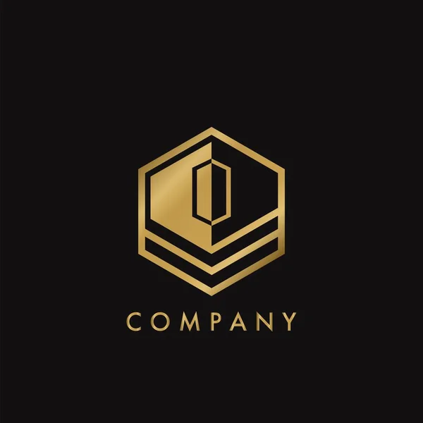 Altın Harf Logosu Zarafet Konsepti Geometrik Hexagon Apartman Gayrimenkul Mimarlık — Stok Vektör