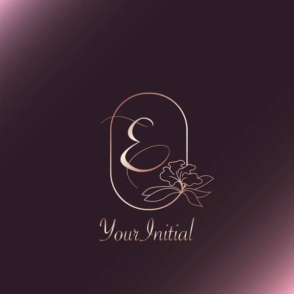 Ouro Rosa Feminino Inicial Carta Logo Conceito Monograma Quadro Natureza — Vetor de Stock