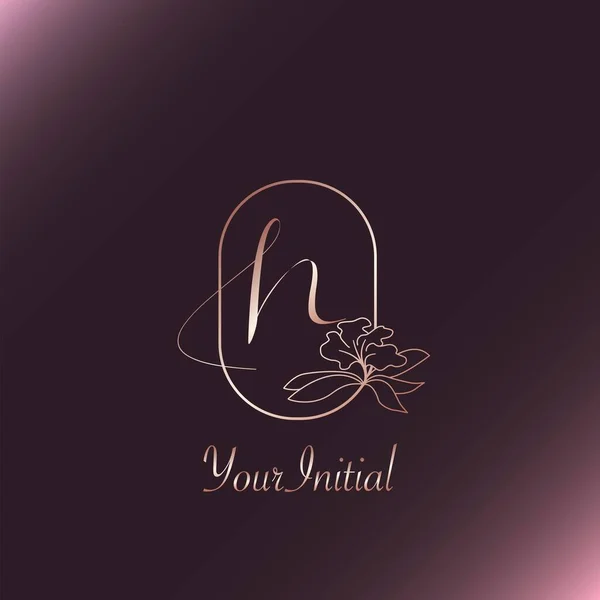 Altın Gül Kadın Baş harfleri Harf Logosu Monogram Çerçeve Doğa Çiçeği Vektör Tasarımı
