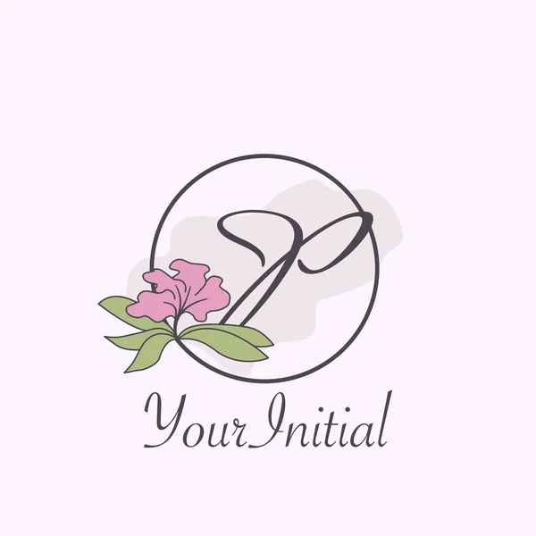 Monograma Feminino Inicial Carta Logo Conceito Círculo Natureza Flor Vetor — Vetor de Stock