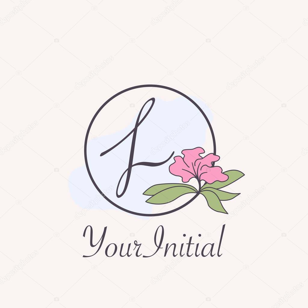 Monogram Feminine Initial L Letter Logo Concept Circle Nature Flower Vector Design.