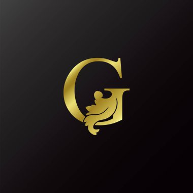 Altın Flurish Harfi G Dekoratif Logo Simgesi, Lüks Tasarım Girdap Süsleme Süsleme Tasarımı Vektör Tasarımı