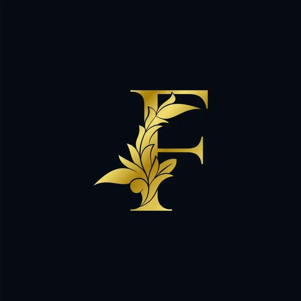 Oro Lusso Foglia Floreale Lettera Iniziale Logo Concept Monogram Ornate — Vettoriale Stock