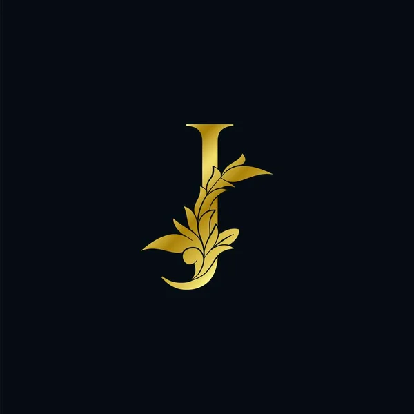 Oro Lujo Floral Leaf Letra Inicial Logo Concepto Monograma Ornado — Archivo Imágenes Vectoriales