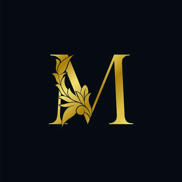 Золота Розкіш Квітковий Лист Початкова Літера Концепція Логотипу Монограма Орнаментальні — стоковий вектор