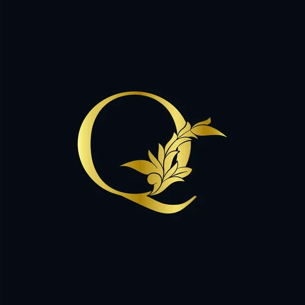 Luxo Dourado Folha Floral Carta Inicial Logo Concept Monograma Ornate — Vetor de Stock