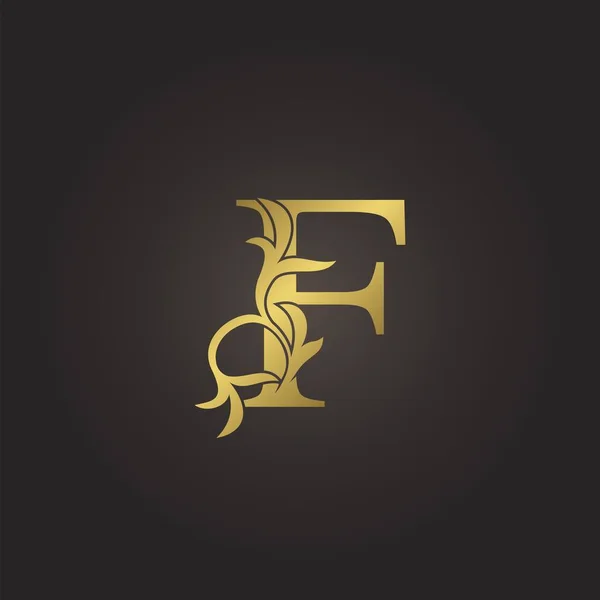 Goldener Luxus Dekoration Blatt Buchstabe Initial Logo Konzept Monogramm Blatt — Stockvektor