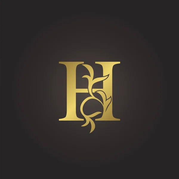 Decoración Lujo Dorado Hoja Letra Inicial Logo Concepto Monograma Hoja — Vector de stock