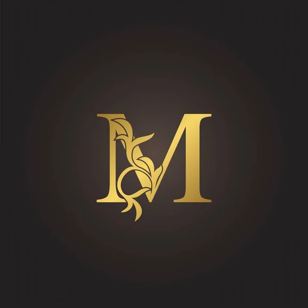 Altın Lüks Dekorasyon Yaprak Mektup Logo Konsepti Yaprak Dekoratif Vektör — Stok Vektör