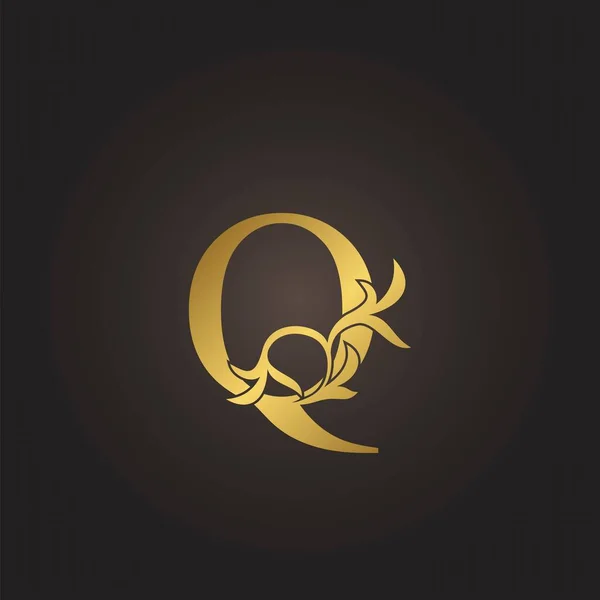 Altın Lüks Dekorasyon Yaprak Harfi Logo Konsepti Yaprak Dekoratif Vektör — Stok Vektör