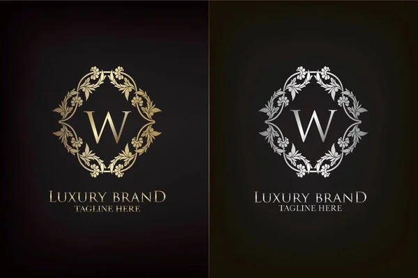 Brief Luxury Frame Decoration Initial Logo Eleganz Gold Und Silber — Stockvektor