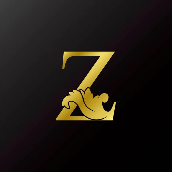Gold Flourish Letter Decorative Logo Icon Luxury Design Swirl Ornate — Stock Vector