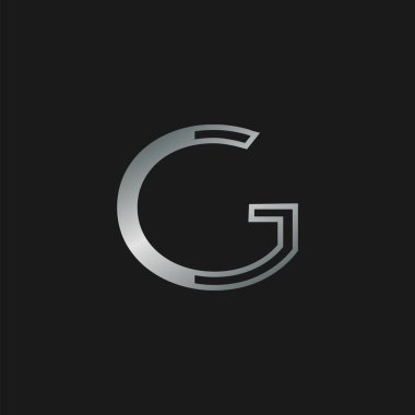 Baş harf G logo simgesi. Başlangıç veya marka kimliği için gümüş rengi olan vektör tasarımı kavramı soyut klas harf.