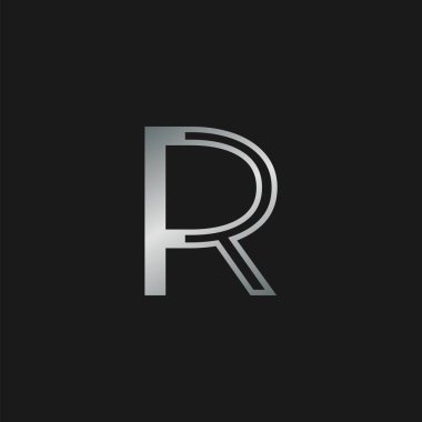 Baş harf R logo simgesi. Başlangıç veya marka kimliği için gümüş rengi olan vektör tasarımı kavramı soyut klas harf.