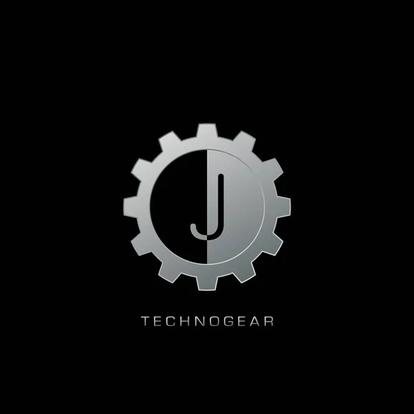 Джей Лет Мбаппе Геар Серебряный Векторный Дизайн Коробки Передач Логотипом — стоковый вектор