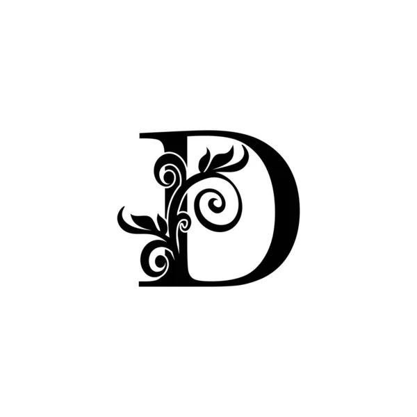 Altın Lüks Mektup D logosu, klasik tasarım kavramı çiçek yaprakları. Başlangıç için D harfi, lüks iş yeri, otel, düğün servisi ve daha fazla marka kimliği..
