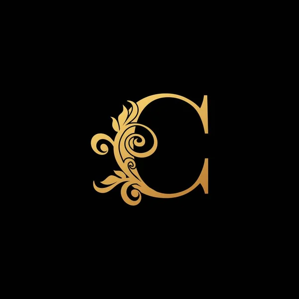 Значок Логотипу Golden Luxury Letter Концепція Вінтажного Дизайну Квіткових Листів — стоковий вектор