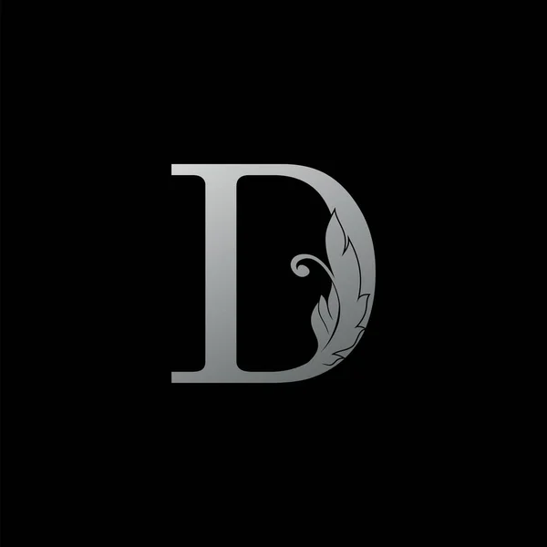 Первоначальная Буква Значок Логотипа Luxury Feather Концепция Монограммы Серебра Дизайн — стоковый вектор