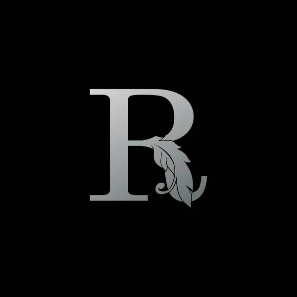 Carta Inicial Ícone Logotipo Pena Luxo Monograma Prata Design Conceito —  Vetores de Stock