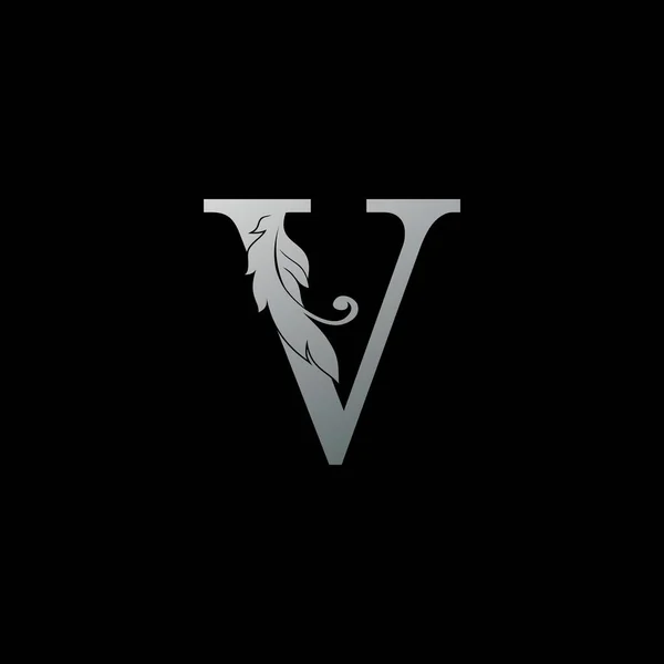 Inledande Bokstav Logo Ikon Lyx Fjäder Monogram Silver Design Koncept — Stock vektor