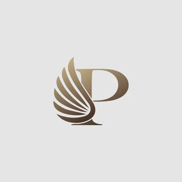 Brief Logo Luxe Vleugel Trendy Design Concept Luxe Vleugel Letter — Stockvector