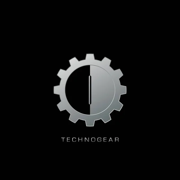 Lettera Logo Techno Gear Design Vettoriale Argento Forma Ingranaggio Concetto Vettoriale Stock