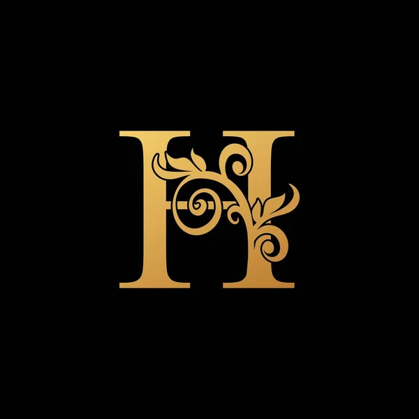 Golden Luxury Letter Logo Icona Design Vintage Concetto Foglie Floreali Vettoriali Stock Royalty Free