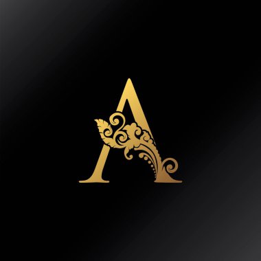 Altın Harf Logosu Süsleme Zarafeti Girdap Süsleme Biçimi Vektör Tasarımı