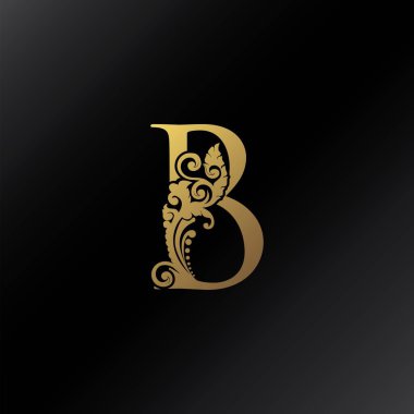 Altın B Harfi Logosu Süsleme Zarafeti Girdap Süsleme Biçimi Vektör Tasarımı