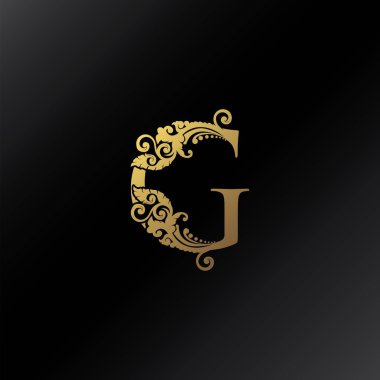 Altın G Harfi Logosu Süsleme Zarafeti Girdap Süsleme Biçimi Vektör Tasarımı