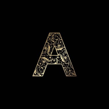 Süslemeli Harf A logo simgesi, zarafet monogram lüks harf logo vektör tasarımı