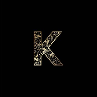 Süslemeli Harf K Logo simgesi, zarafet monogram lüks harf logo vektör tasarımı