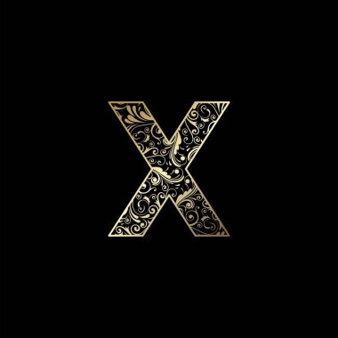 Süslemeli Harf X Logo simgesi, zarafet monogram lüks harf logo vektör tasarımı