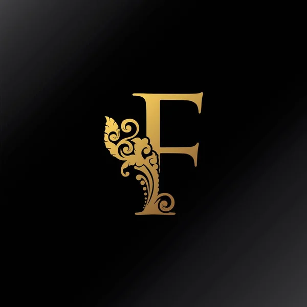 Golden Carta Logo Ornate Decoração Elegância Swirl Ornamento Luxo Estilo — Vetor de Stock