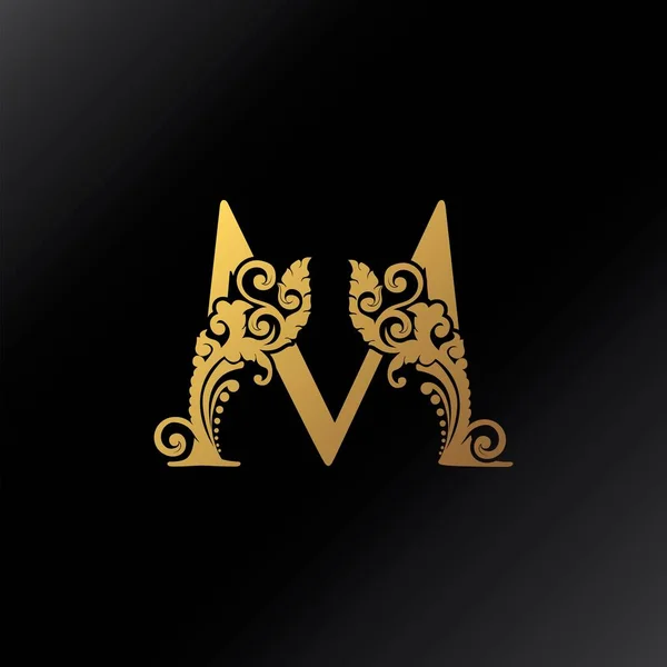 Golden Lettre Logo Orné Décoration Élégance Tourbillon Ornement Luxe Style — Image vectorielle