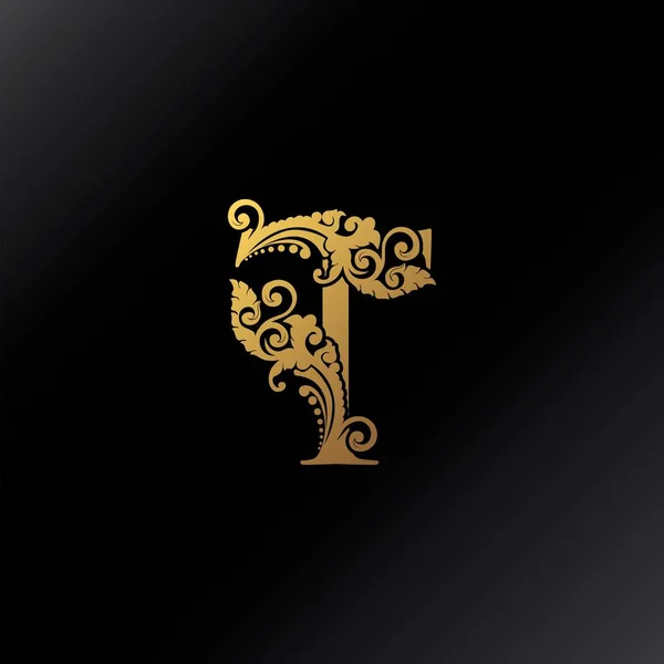 Golden Lettre Logo Orné Décoration Élégance Tourbillon Ornement Luxe Style — Image vectorielle