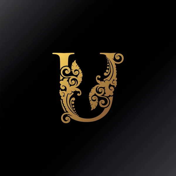 Oro Letra Logo Decoración Decoración Elegancia Remolino Adorno Estilo Lujo — Archivo Imágenes Vectoriales