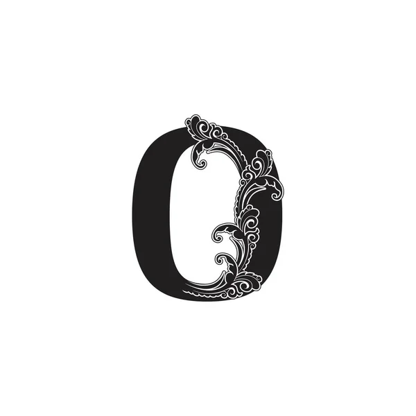 Süslü Sıfır Numaralı Logo Simgesi Zarif Monogram Lüks Süsleme Harf — Stok Vektör