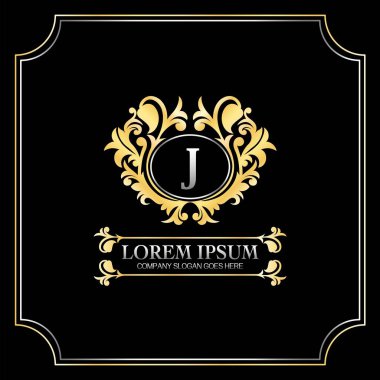 Lüks Altın Harf J Rozet Logo Tasarımı. Zarif ve Zarif Dekorasyon Vektör Şablonu.