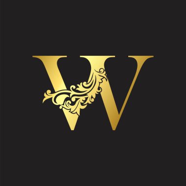 Altın Lüks Mektup W Logo Simgesi Şablonu. Vektör tasarımı zarif dekoratif tarzla süslenir.