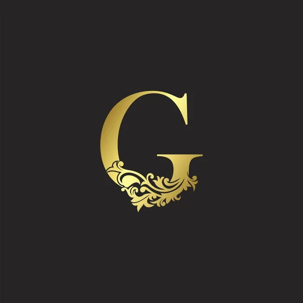 Carta Lujo Oro Logo Plantilla Icono Diseño Vectorial Adornado Con — Vector de stock