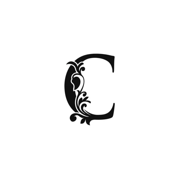 Carta Logo Plantilla Icono Diseño Vectorial Blanco Negro Remolino Adornado — Archivo Imágenes Vectoriales