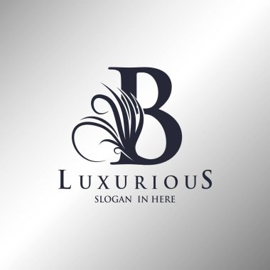 Harf B Monogram Lüks Dekoratif Logo Şablonu Tasarımı.