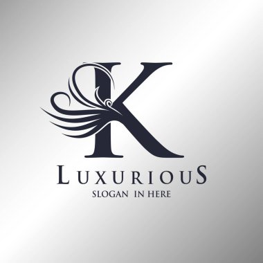 Harf K Monogram Lüks Dekoratif Logo Şablonu Tasarımı.